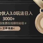 (10727期)游戏合伙人3.0,日入3000+,无限扩大的蓝海项目
