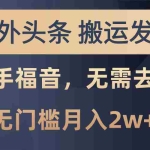 （10861期）海外头条搬运发帖，新手福音，甚至无需去重，无门槛月入2w+