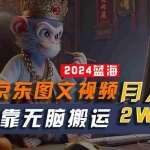 (10879期)2024最新蓝海项目,只靠无脑搬运,不需要剪辑,有手就会,京东图文视频…