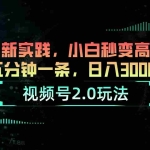 (10888期)视频号2.0玩法 AI新实践,小白秒变高手五分钟一条,日入3000+
