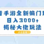 (11075期)抖音手游全新偏门玩法,日入3000+,揭秘大佬玩法