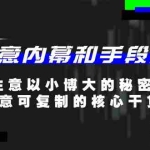 (11085期)生意 内幕和手段课程,生意以小博大的秘密,生意可复制的核心干货-20节