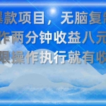 (11174期)最新爆款项目,无脑复制粘贴,操作两分钟收益八元钱,无限操作执行就有…