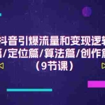 (11257期)抖音引爆流量和变现逻辑,准备篇/定位篇/算法篇/创作篇/等等(9节课)