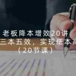 (11238期)老板 降本增效20讲,管好 三本五效,实现低本高效(20节课)