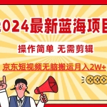 (11268期)2024最新蓝海项目,无需剪辑,京东图文短视频无脑搬运月入2W+