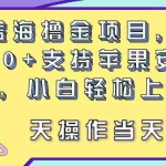 (11287期)最新蓝海撸金项目,单号一天50+, 支持苹果安卓双端,小白轻松上手 当…