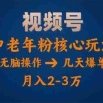 (11288期)视频号火爆玩法,高端中老年粉核心打法,无脑操作,一天十分钟,月入两万