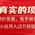 (11362期)最真实的项目,照抄答案,有手就行,新手小白月入过万轻轻松松