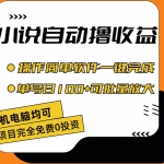 (11359期)小说全自动撸收益,操作简单,单号日入100+可批量放大