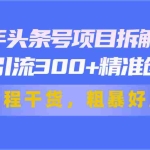（11397期）24年头条号项目拆解爆文，日均引流300+精准创业粉，全程干货，粗暴好用