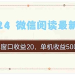 (11476期)2024 微信阅读最新玩法:单窗口收益20,单机收益500+
