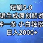 (11475期)短剧5.0  AI一键生成原创解说视频 3分钟一条 小白轻松操作 日入2000+