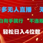 （11489期）拼多多无人直播 无脑躺赚小白有手就行 不违规不封号轻松日入4位数