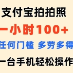 （11584期）支付宝拍拍照 一小时100+ 无任何门槛  多劳多得 一台手机轻松操作