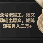 (11604期)AI赋能公众号流量主,插件输出爆文,矩阵式操作,轻松月入三万+