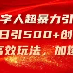 (11624期)AI数字人超暴力引流法,极速日引500+创业粉,最新高效玩法,加爆微信
