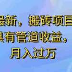 (11616期)2024最近,搬砖收益新玩法,动动手指日入300+,具有管道收益