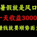 (11670期)一天收益3000+ 赚钱就是顺势而为,暑假就是风口