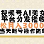 (11684期)视频号AI美女,轻松月入30000+,操作简单轻松上手