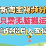 (11744期)最新淘宝视频分成,只需无脑搬运,小白也能轻松月入五位数,可矩阵批量…