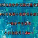 (11710期)利用这款软件无脑双重去重 100%中视频+视频号分成计划 小白也能月入3w+