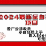 （11772期）2024最新全自动挂机项目，看广告得收益小白轻松上手，日入300+ 可无限放大