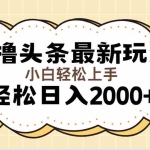 (11814期)AI撸头条最新玩法,轻松日入2000+无脑操作,当天可以起号,第二天就能…