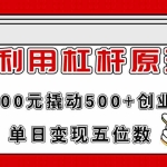 (11859期)利用杠杆100元撬动500+创业粉,单日变现5位数