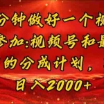 (11835期)几分钟一个视频,可在视频号,淘宝同时获取收益,新手小白轻松日入2000…