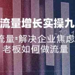 (11822期)企业流量增长实战九步曲,解决流量=解决企业焦虑难题,老板如何做流量