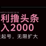 (11929期)暴力撸头条,单号日入2000+,可无限扩大