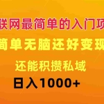 (11922期)互联网最简单的入门项目:简单无脑变现还能积攒私域一天轻松1000+