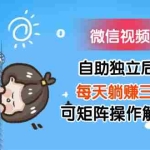 (11910期)微信视频号自助独立后台每天躺赚三位数可矩阵操作解放双手