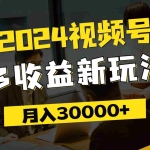 （11905期）2024视频号多收益新玩法，每天5分钟，月入3w+，新手小白都能简单上手