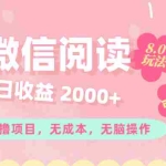 (11996期)微信阅读8.0玩法!!0撸,没有任何成本有手就行可矩阵,一小时入200+