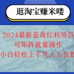 (12033期)2024淘宝蓝海红利项目,无脑搬运操作简单,小白轻松月入五位数,可矩阵…