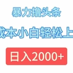 (12068期)暴力撸头条,0成本小白轻松上手,日入2000+