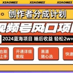 (12084期)微信视频号大风口项目 轻松月入2w+ 多赛道选择,可矩阵,玩法简单轻松上手