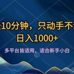 (12123期)一天10分钟,只动手不动脑,日入1000+