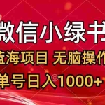 (12237期)微信小绿书,蓝海项目,无脑操作,一天十几分钟,单号日入1000+