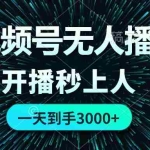 (12230期)视频号无人播剧,0成本0违规,开播秒上人,一天到手3000