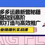 (12260期)拼多多运最新营秘籍:业绩 增长实战课,从基础到高阶,爆款打造与高效推广