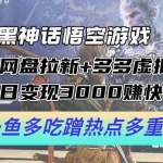 (12316期)黑神话悟空游戏配合网盘拉新+多多虚拟+私域日变现3000+赚快钱方法。…