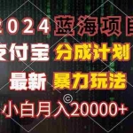 (12339期)2024蓝海项目,支付宝分成计划,暴力玩法,刷爆播放量,小白月入20000+