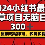 (12336期)2024小红书最强种草项目,无脑日入300+,复制粘帖即可,多劳多得