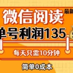 (12373期)最新微信阅读玩法,每天5-10分钟,单号纯利润135,简单0成本,小白轻松…