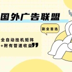 (12368期)最新国外广告联盟解放双手全自动挂机矩阵每天500+附有管道收益