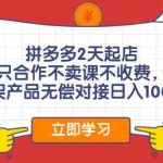 (12356期)拼多多0成本开店,只合作不卖课不收费,0成本尝试,日赚千元+