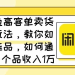 （12387期）闲鱼高客单卖货新玩法，教你如何选品，如何通过一个品收入1万+